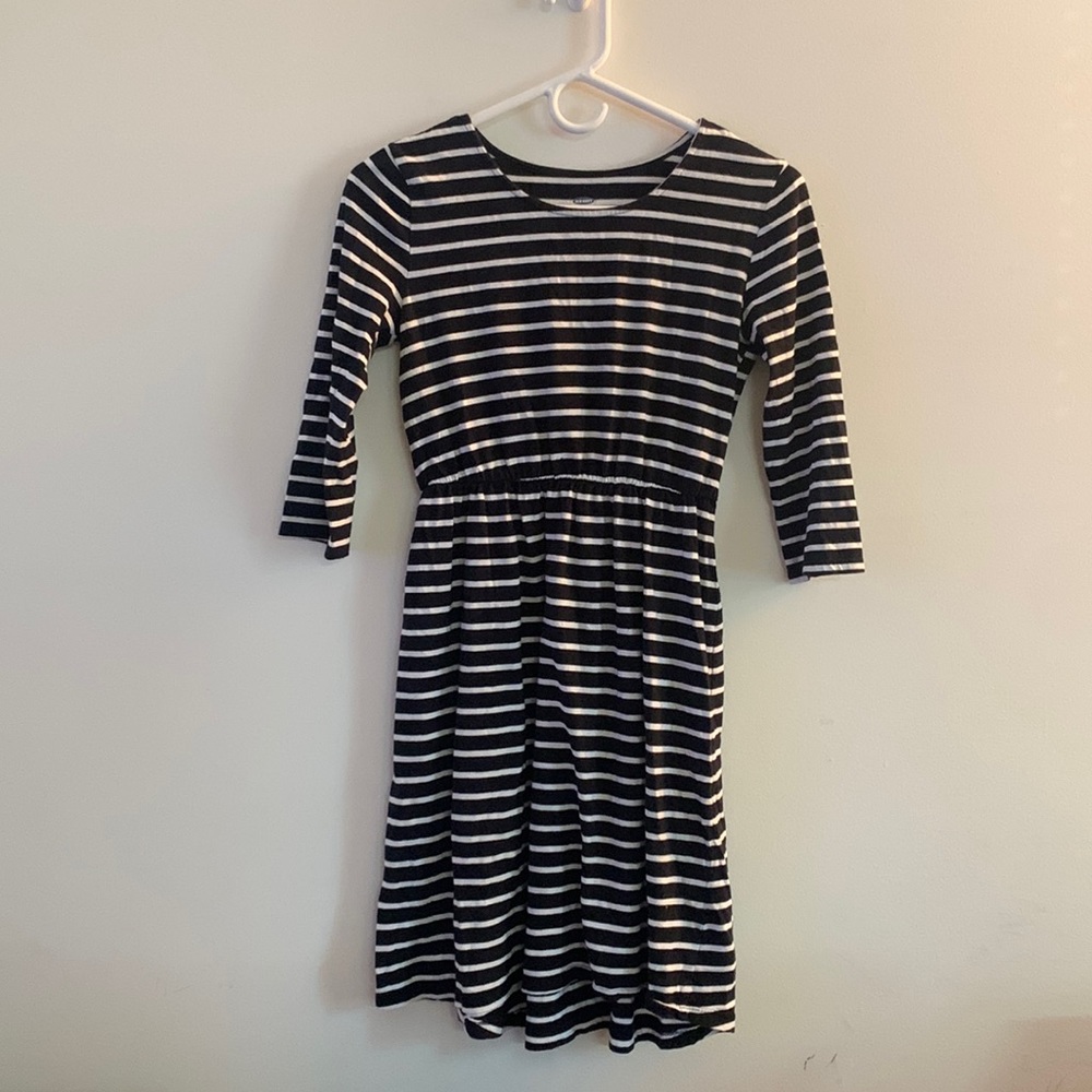 Black and white striped dress